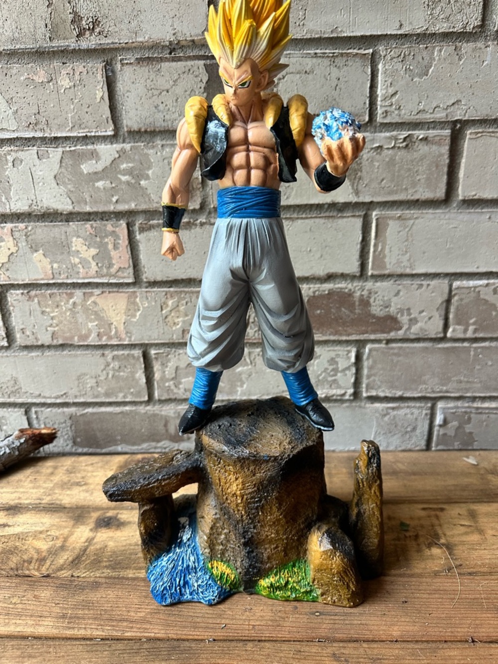 Super Saiyan Dragon Ball Z Figure - Yellow Hair, Blue & Gray Outfit